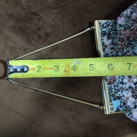 ***$OLD***Vintage Glass Beaded KissLock Handbag - Picture 16 of 17